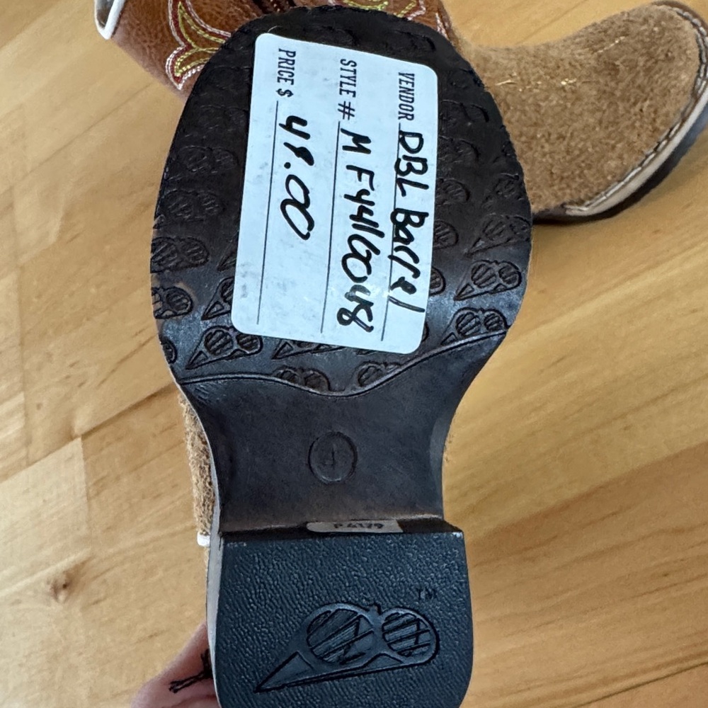 Baby Girl Brown Leather Cowboy Boots - Picture 4 of 4